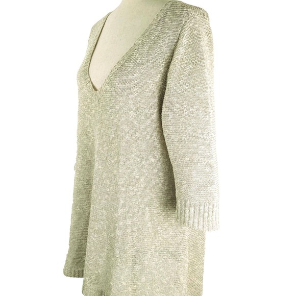 Eileen Fisher Women's M Oatmeal Linen Blend Loose Knit Pullover Tunic Sweater - Picture 3 of 8